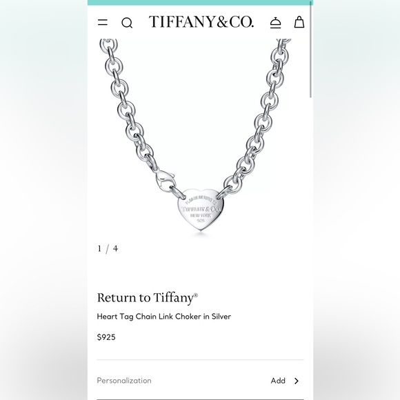 Tiffany & Co. Silver Heart Tag Chain Necklace, Authentic - Picture 2 of 6
